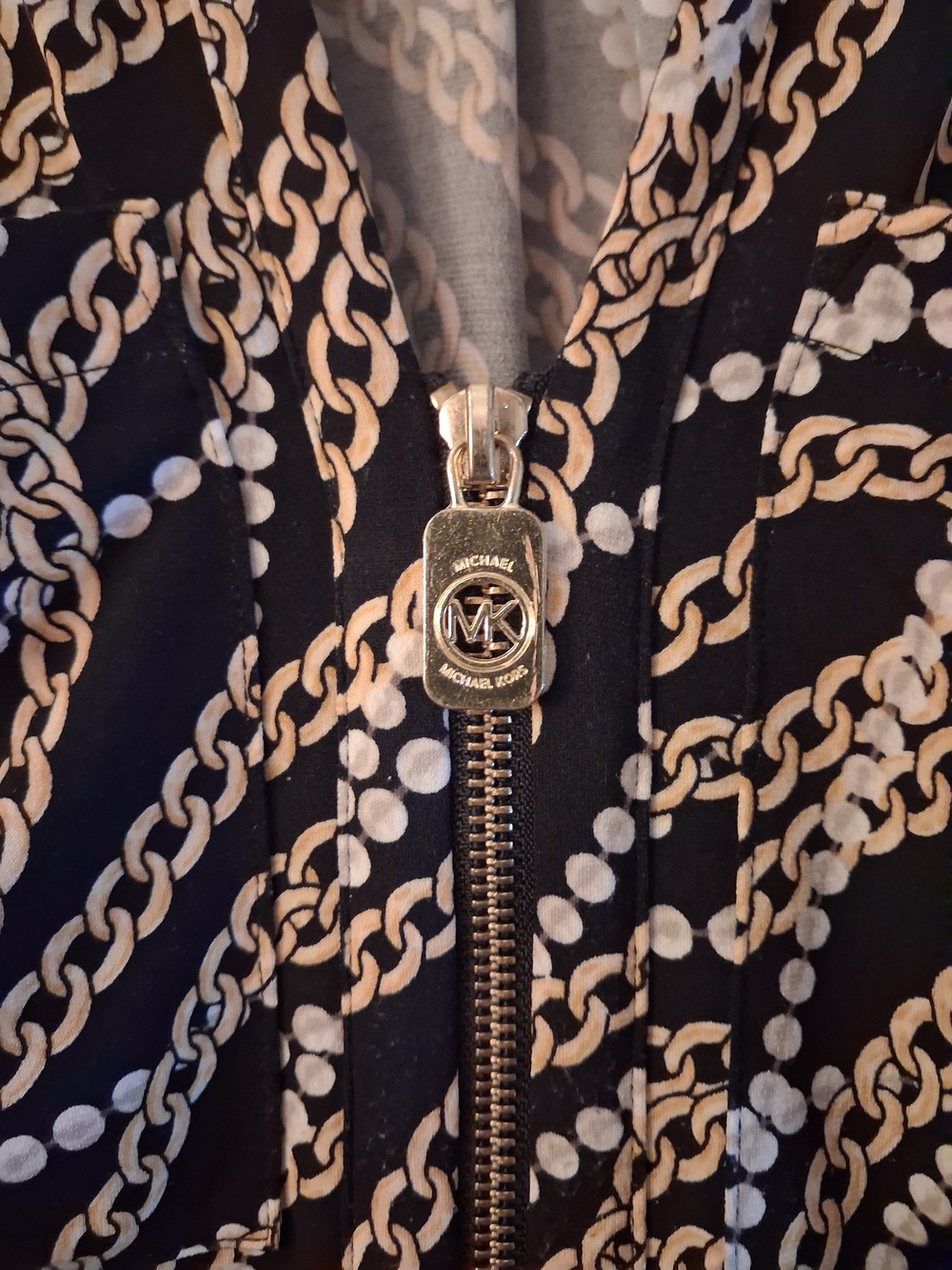 Michael Kors 90'S Vintage Chain-Print Long Sleeve V-Neck Sz L - Picture 2 of 6